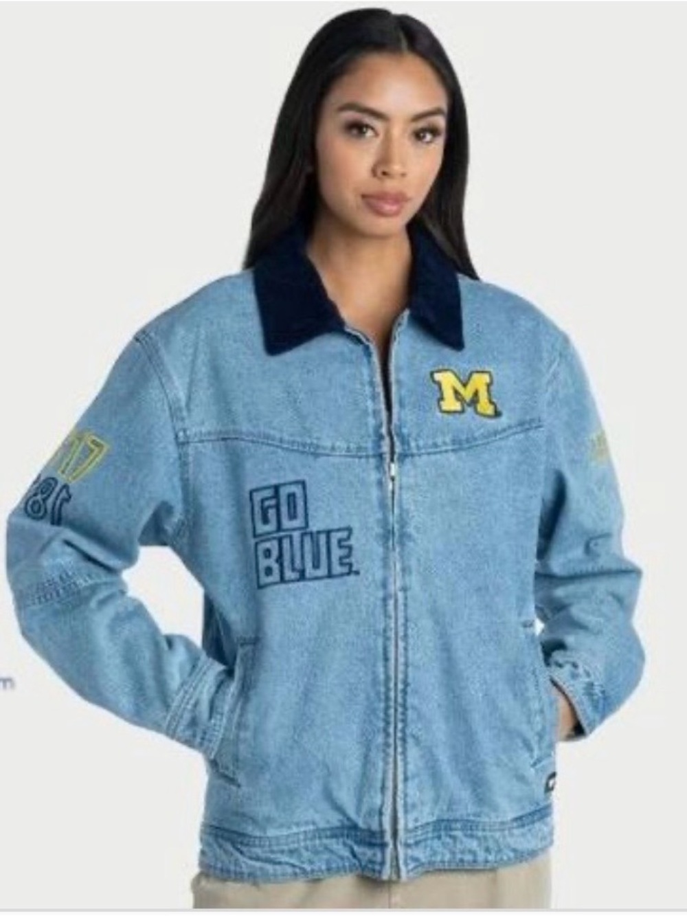 NCAA Michigan Wolverines Women's Denim Jacket M
